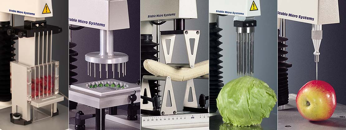 Examples of test types that can be performed on a texture analyser for fruit and vegetable products