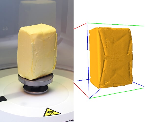 黄油和用火山剖析仪进行3D扫描